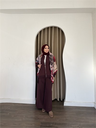 Yasmin Ceket Takım - Bordo