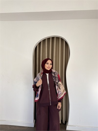 Yasmin Ceket Takım - Bordo