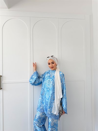 Yermen Saten Takım - Mavi
