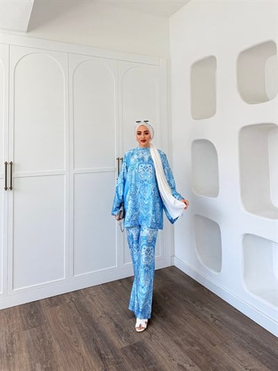 Yermen Saten Takım - Mavi