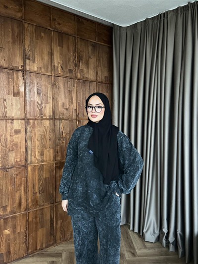 Yıkamalı Eşofman Takım - Antrasit 