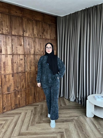 Yıkamalı Eşofman Takım - Antrasit 