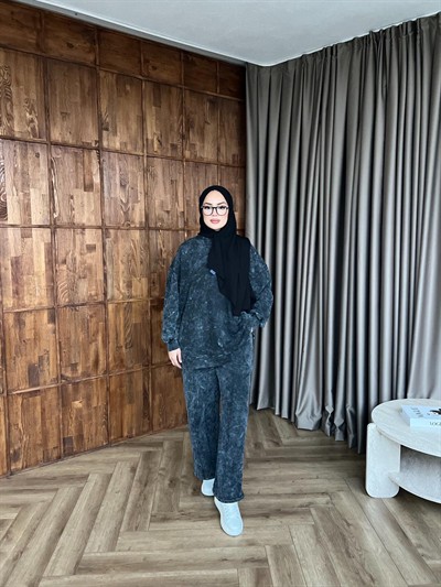 Yıkamalı Eşofman Takım - Antrasit 