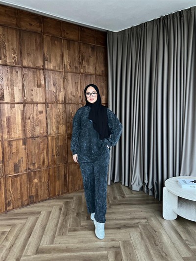 Yıkamalı Eşofman Takım - Antrasit 