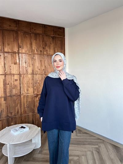 Yırtmaçlı Kazak Lacivert