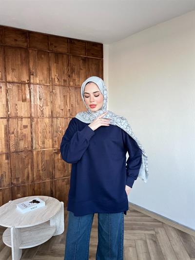 Yırtmaçlı Kazak Lacivert