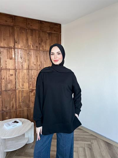 Yırtmaçlı Kazak Siyah