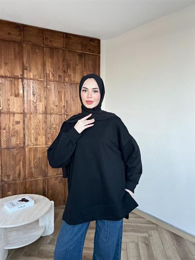 Yırtmaçlı Kazak Siyah