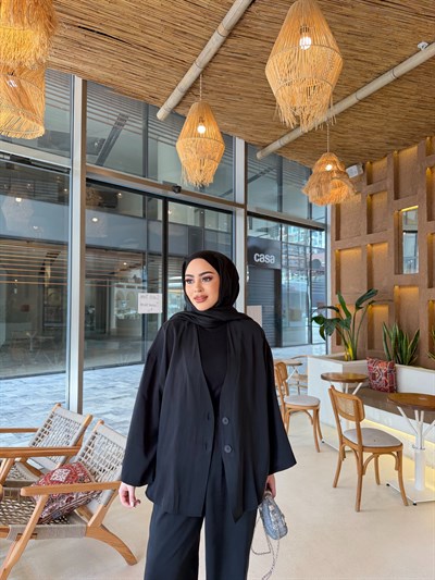 Zenna Düğmeli Takım - Siyah 