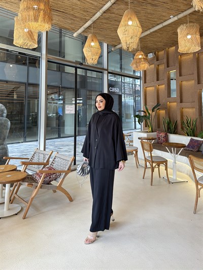 Zenna Düğmeli Takım - Siyah 