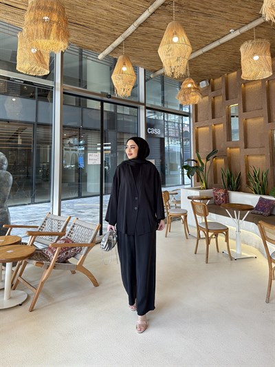 Zenna Düğmeli Takım - Siyah 