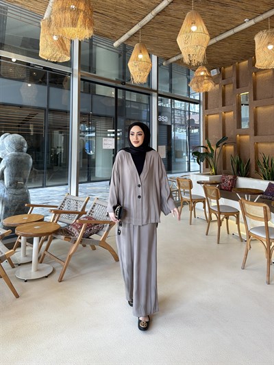 Zenna Düğmeli Takım - Vizon