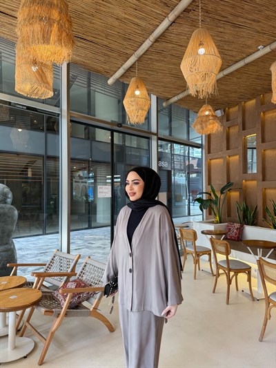 Zenna Düğmeli Takım - Vizon