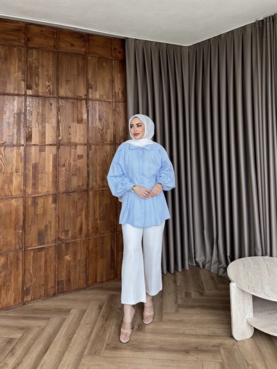 Zeruşa Gömlek - Bebe Mavi