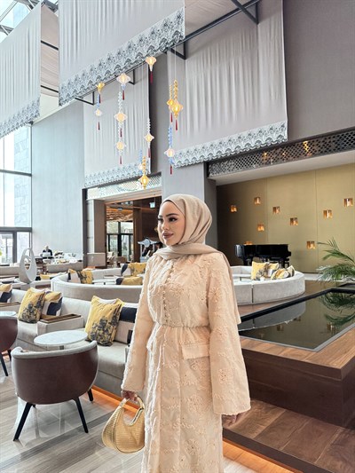 Zeussa Tasarım Elbise -  Vanilya (ÖN SİPARİŞ )