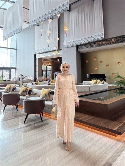 Zeussa Tasarım Elbise -  Vanilya (ÖN SİPARİŞ )