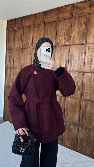 Zey Kıraçlı Mont - Bordo