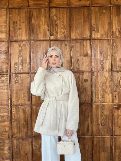 Zey Kıraçlı Mont - Krem