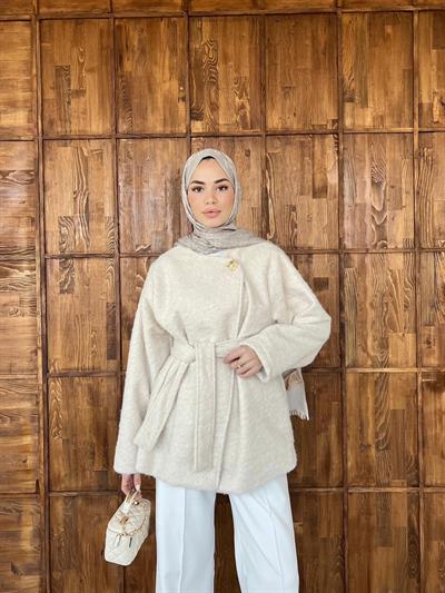 Zey Kıraçlı Mont - Krem