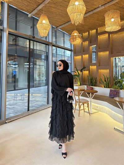 Zeyn Fırfırlı Etek Takım - Siyah