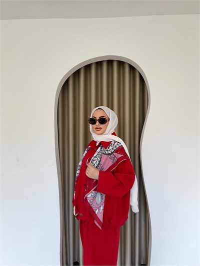 Zişa Düğmeli Takım - Kırmızı