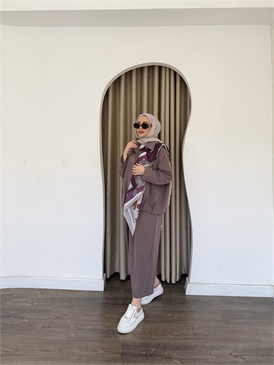 Zişa Düğmeli Takım - Vizon