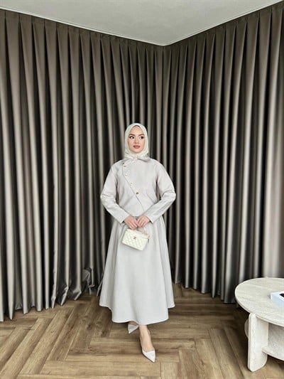 Zişan Düğmeli Etekli Takım  - Taş