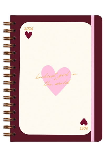 Matt Notebook 2026-2027 A5 Akademik Ajanda Spiralli 15x21 cm - 16 Aylık - Motivasyon Sayfalı Kalp