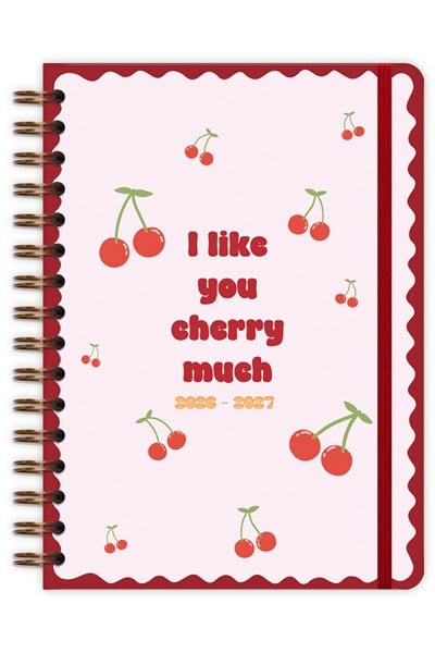 Matt Notebook 2026-2027 A5 Akademik Ajanda Spiralli 15x21 cm - 17 Aylık Kiraz
