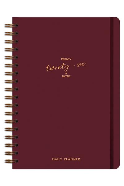 Matt Notebook 2026 Yılı Günlük Spiralli Ajanda 16x24 cm - 12 Aylık Bordo