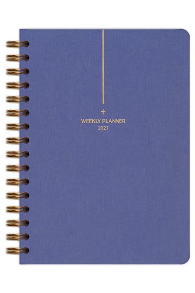 Matt Notebook 2027 Yılı A5 Keten Ajanda Spiralli 15x21 cm - 12 Aylık Lila