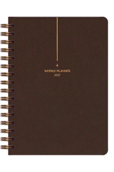 Matt Notebook 2027 Yılı A5 Keten Ajanda Spiralli 15x21 cm - 12 Aylık Kahverengi