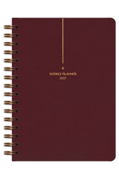 Matt Notebook 2027 Yılı A5 Keten Ajanda Spiralli 15x21 cm - 12 Aylık Bordo