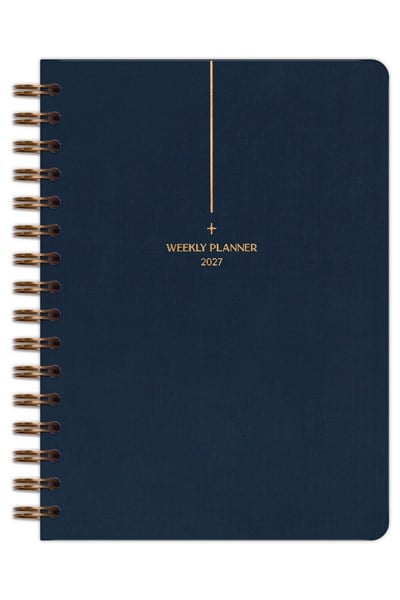 Matt Notebook 2027 Yılı A5 Keten Ajanda Spiralli 15x21 cm - 12 Aylık Lacivert