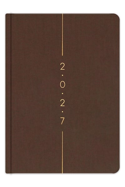 Matt Notebook 2027 Yılı A5 Keten Haftalık Ajanda 15x21 cm - 12 Aylık Kahverengi