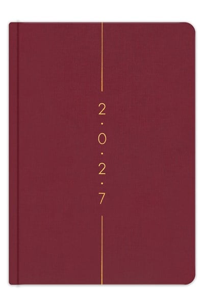 Matt Notebook 2027 Yılı A5 Keten Haftalık Ajanda 15x21 cm - 12 Aylık Bordo