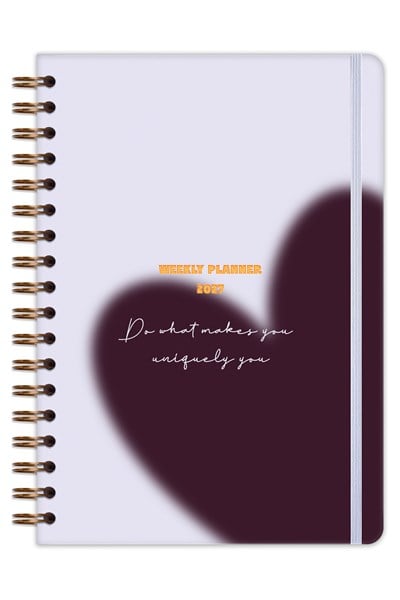 Matt Notebook 2027 Yılı B5 Haftalık Ajanda Spiralli 17x24 cm - 12 Aylık Kalp
