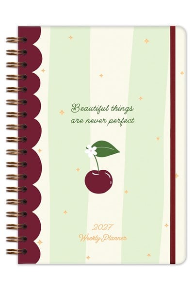 Matt Notebook 2027 Yılı B5 Haftalık Ajanda Spiralli 17x24 cm - 12 Aylık Kiraz