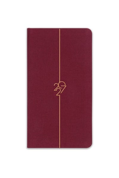 Matt Notebook 2027 Yılı Haftalık Keten 9x17 cm Cep Ajandası 12 Aylık Bordo