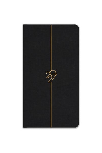 Matt Notebook 2027 Yılı Haftalık Keten 9x17 cm Cep Ajandası 12 Aylık Siyah