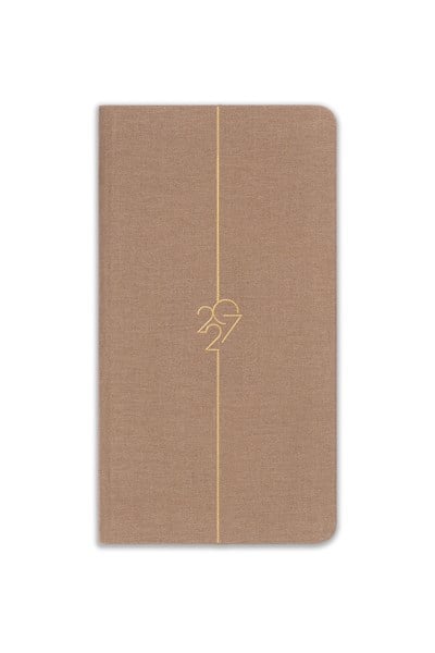 Matt Notebook 2027 Yılı Haftalık Keten 9x17 cm Cep Ajandası 12 Aylık Sütlü Kahve