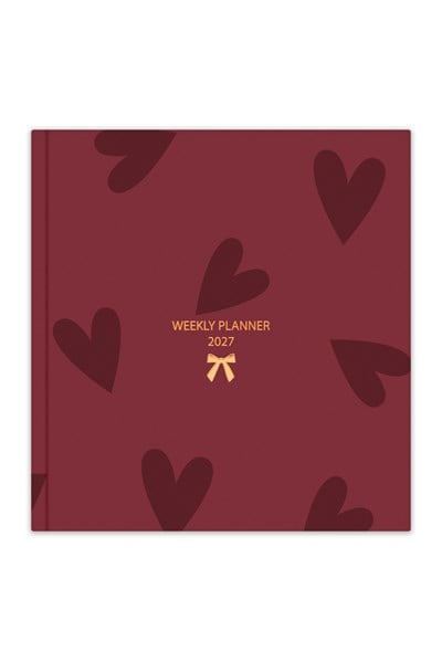 Matt Notebook 2027 Yılı Kare Haftalık Ajanda 15x15 cm Kalpler