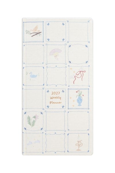 Matt Notebook 2027 Yılı Keten Haftalık Planlayıcı Kareli Cep Ajandası 9x18 cm