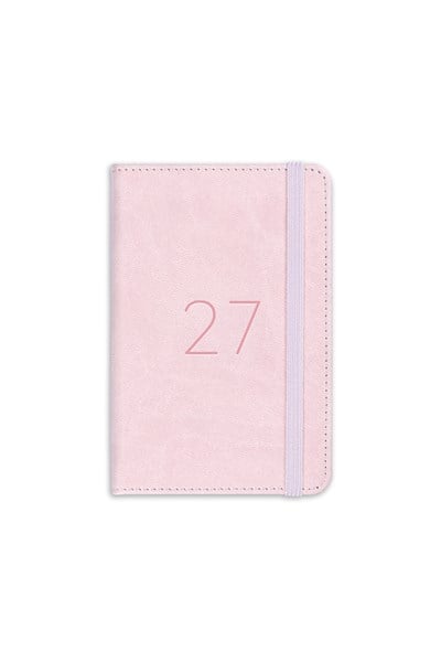 Matt Notebook 2027 Yılı Lastikli Günlük Cep Ajandası 12 Aylık Pembe