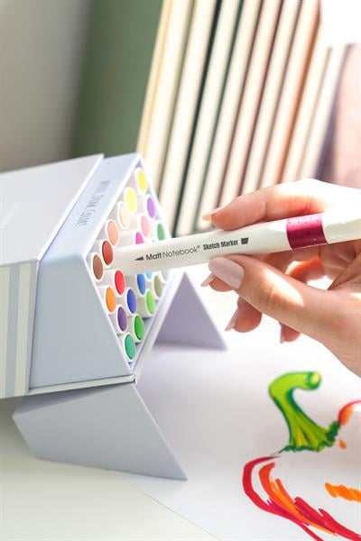 Matt Notebook 24 Renk Çift Uçlu Keçeli Kalem Seti Kutulu Brush + Chisel
