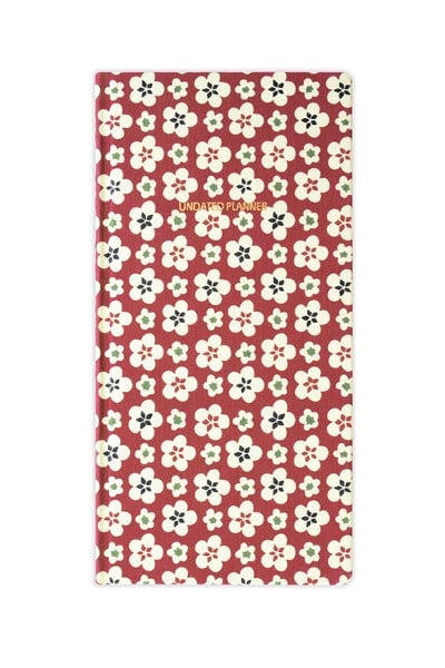Matt Notebook 9x18 cm Keten Süresiz Haftalık Planlayıcı Kareli Cep Ajandası Çiçekler