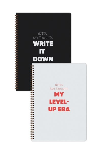 Matt Notebook A4 Spiralli Okul Defteri 80 yaprak 2'li Set – Çizgili & Kareli