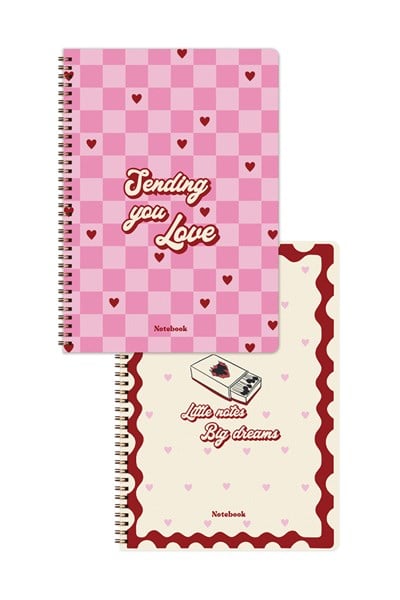 Matt Notebook A4 Spiralli Okul Defteri 80 yaprak 2'li Set – Çizgili & Kareli