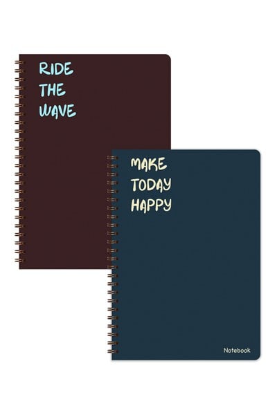 Matt Notebook A5 Spiralli Okul Defteri 80 yaprak 2'li Set – Çizgili & Kareli