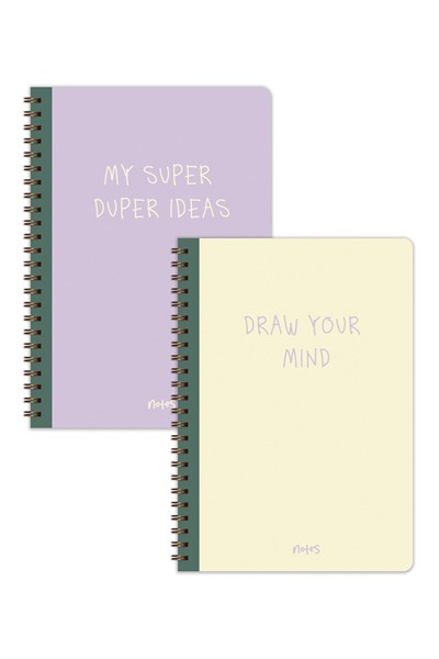 Matt Notebook A5 Spiralli Okul Defteri 80 yaprak 2'li Set – Çizgili & Kareli